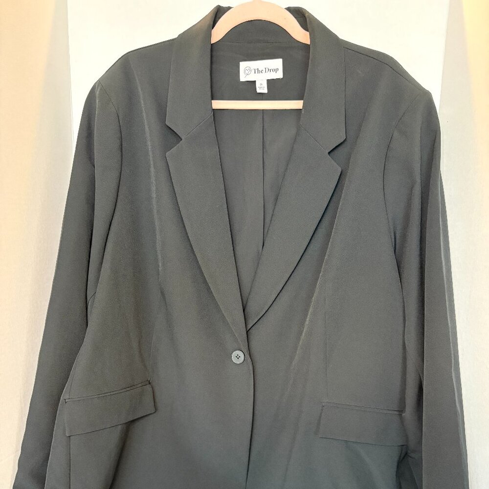 The Drop Women's Black Blazer Jacket Size 5X Plus Size Single Button‎ Career